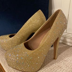 Delicacy Gold Gem Women Pump Dress Shoes High Stilettos Heel Party Pump Shoes